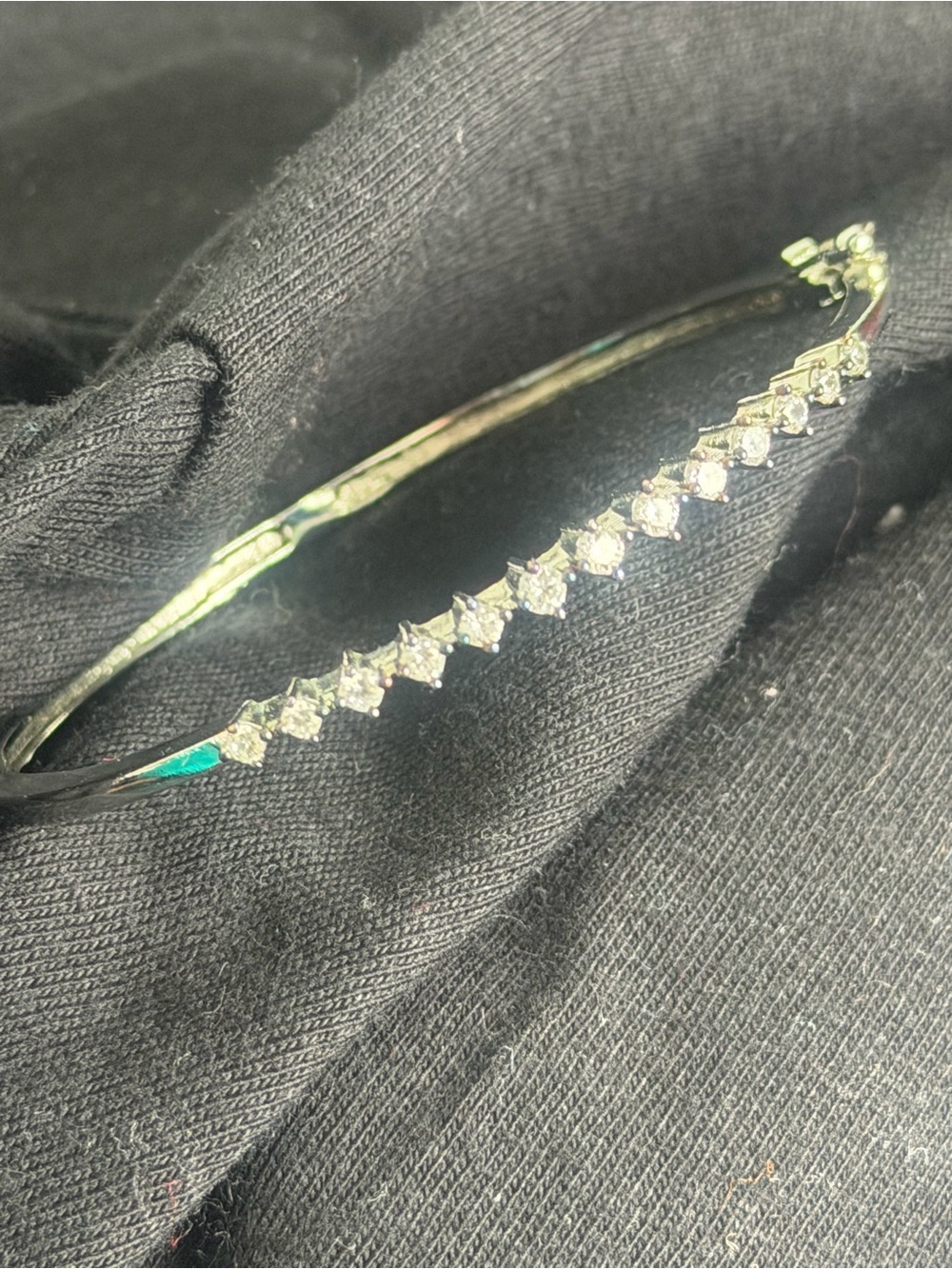 Elegant Crystal-Accented Silver Bangle Bracelet - Women's Accessory